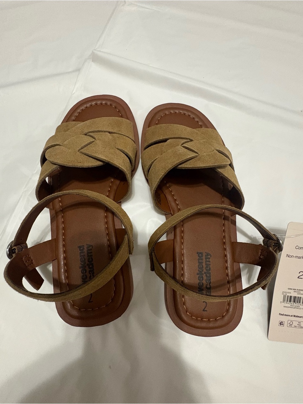 Kids Brown/Tan Braided Strap Sandals